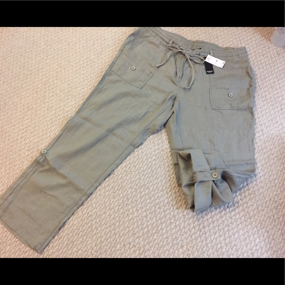 Sage green 100% linen pants